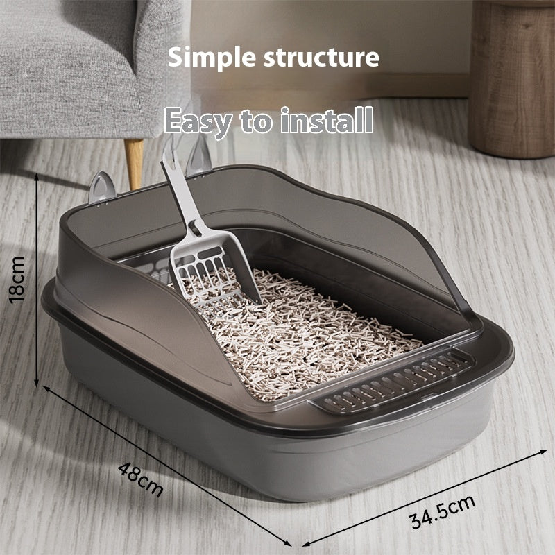 Oversized Cat Litter Box with High Sides – Splash-Proof XL Cat Toilet, Deep Basin Design for Large Cats, Anti-Scatter, Easy to Clean