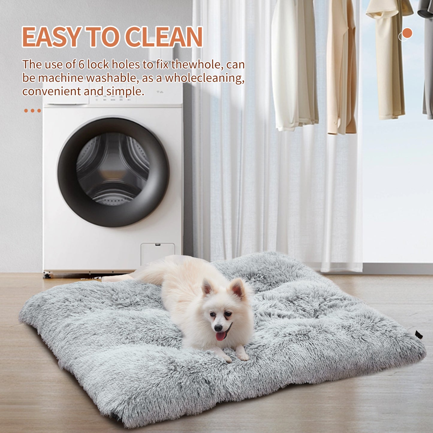 Fluffy Dog Crate Pad – Soft Faux Fur Anti-Anxiety Bed for Dogs & Cats, Non-Slip Calming Crate Mat, Washable Plush Pet Bed