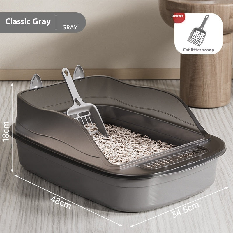 Oversized Cat Litter Box with High Sides – Splash-Proof XL Cat Toilet, Deep Basin Design for Large Cats, Anti-Scatter, Easy to Clean