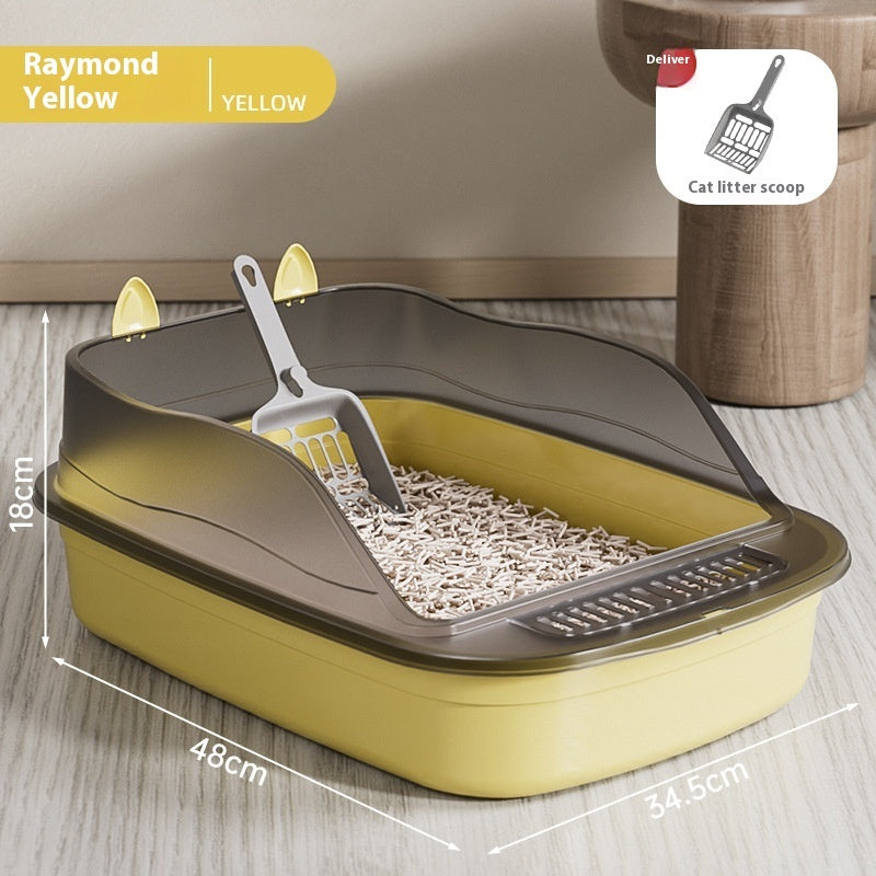 Oversized Cat Litter Box with High Sides – Splash-Proof XL Cat Toilet, Deep Basin Design for Large Cats, Anti-Scatter, Easy to Clean