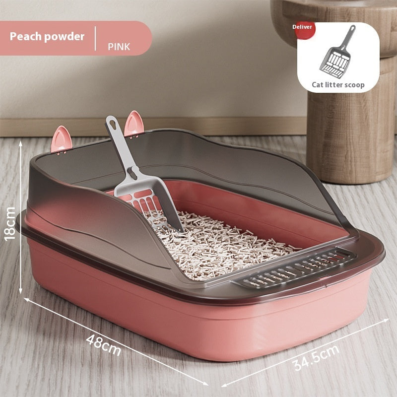 Oversized Cat Litter Box with High Sides – Splash-Proof XL Cat Toilet, Deep Basin Design for Large Cats, Anti-Scatter, Easy to Clean
