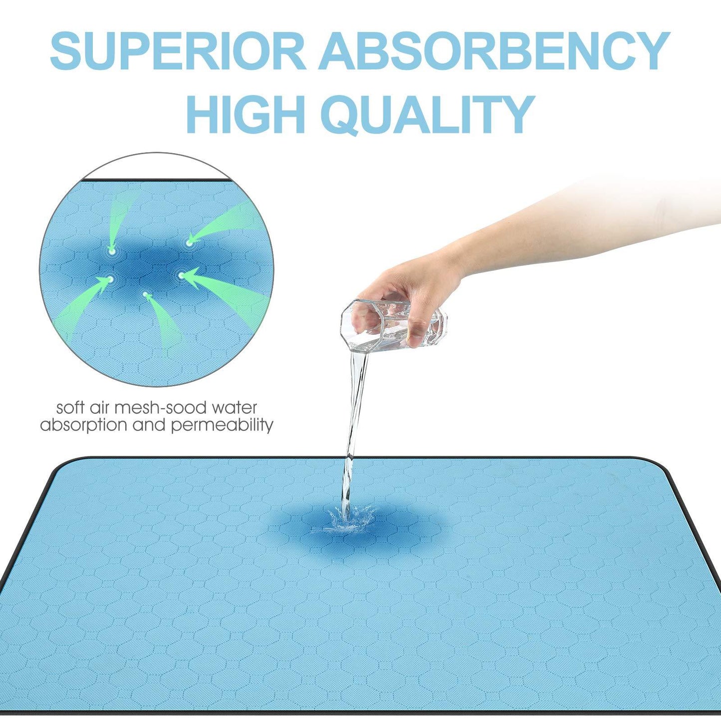 Washable Dog Pee Pads – Waterproof, Reusable, Non-Slip Pet Training Mats for Dogs & Cats, 34.5" x 23", 2-Pack, Machine Washable