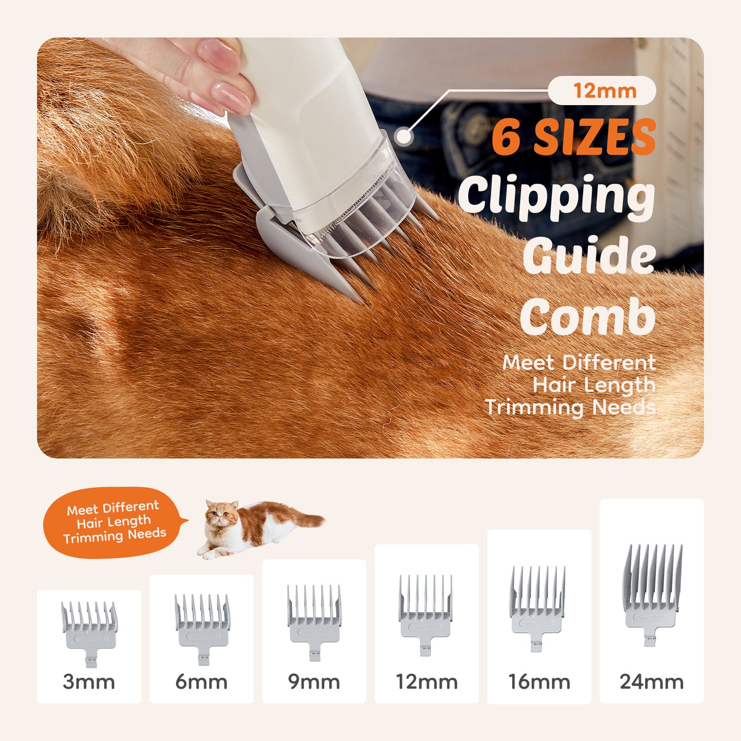 Low Noise Pet Hair Trimmer with Vacuum – Professional Dog Grooming Kit, 6 Attachments, 2.5L Dust Cup, Detachable Blades, Quiet Operation ≤65dB