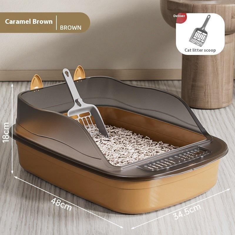 Oversized Cat Litter Box with High Sides – Splash-Proof XL Cat Toilet, Deep Basin Design for Large Cats, Anti-Scatter, Easy to Clean