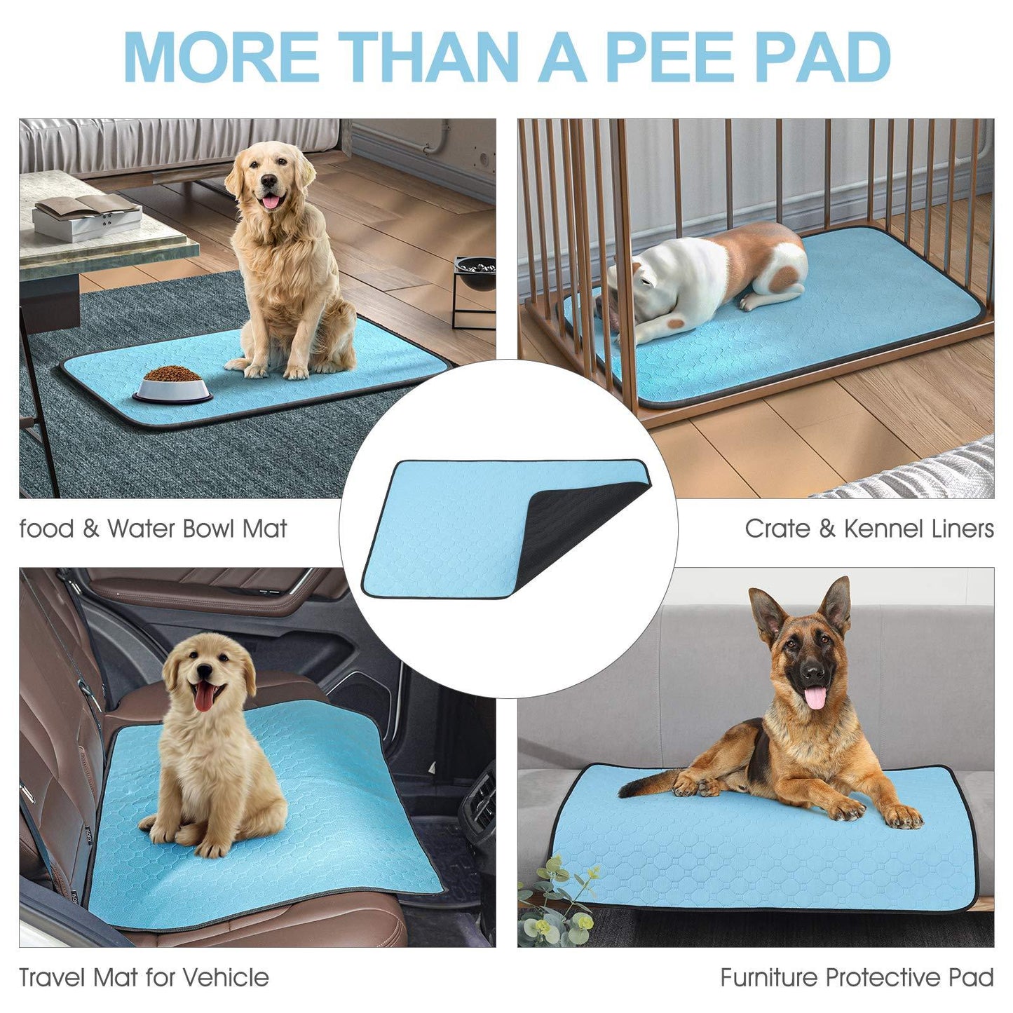 Washable Dog Pee Pads – Waterproof, Reusable, Non-Slip Pet Training Mats for Dogs & Cats, 34.5" x 23", 2-Pack, Machine Washable