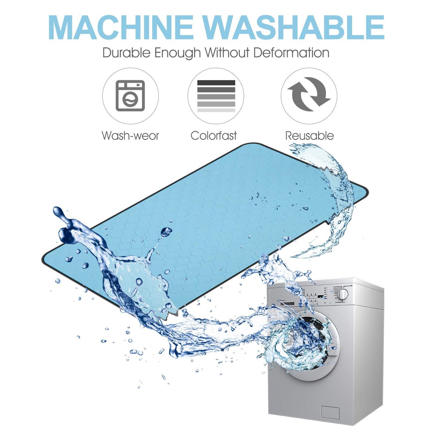 Washable Dog Pee Pads – Waterproof, Reusable, Non-Slip Pet Training Mats for Dogs & Cats, 34.5" x 23", 2-Pack, Machine Washable