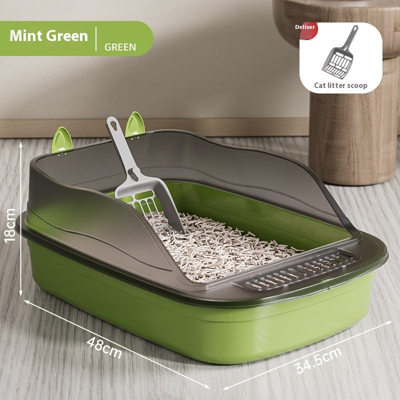 Oversized Cat Litter Box with High Sides – Splash-Proof XL Cat Toilet, Deep Basin Design for Large Cats, Anti-Scatter, Easy to Clean