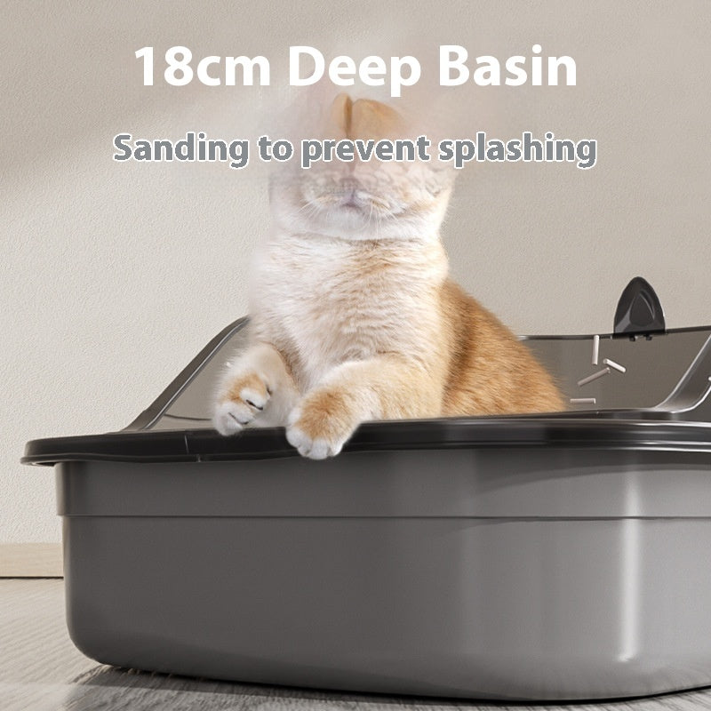 Oversized Cat Litter Box with High Sides – Splash-Proof XL Cat Toilet, Deep Basin Design for Large Cats, Anti-Scatter, Easy to Clean