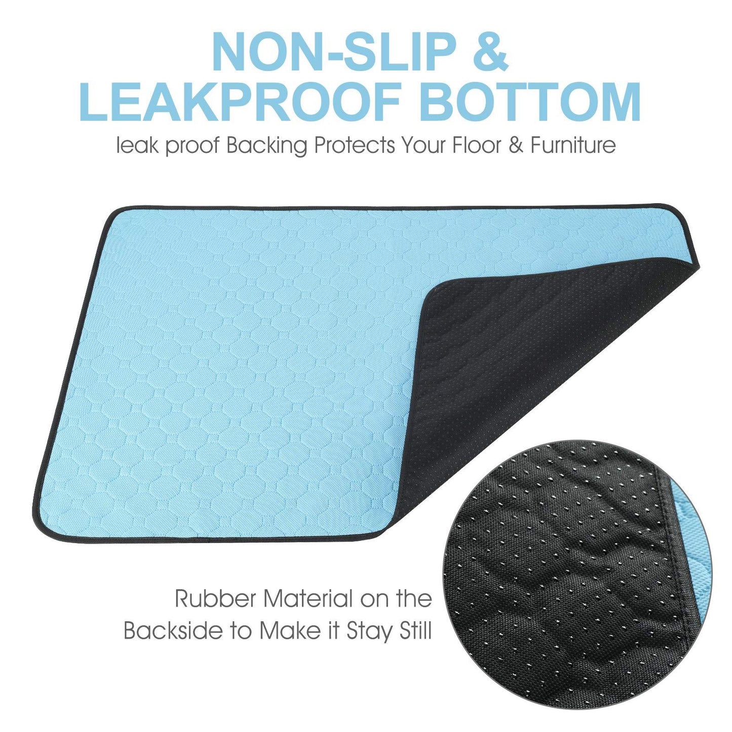 Washable Dog Pee Pads – Waterproof, Reusable, Non-Slip Pet Training Mats for Dogs & Cats, 34.5" x 23", 2-Pack, Machine Washable