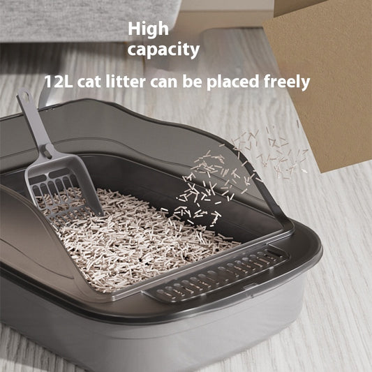 Oversized Cat Litter Box with High Sides – Splash-Proof XL Cat Toilet, Deep Basin Design for Large Cats, Anti-Scatter, Easy to Clean